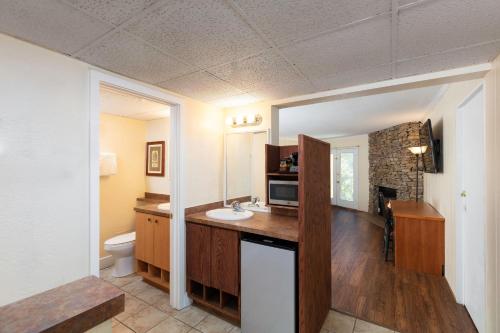 a bathroom with a sink and a toilet at River Terrace Resort & Convention Center in Gatlinburg