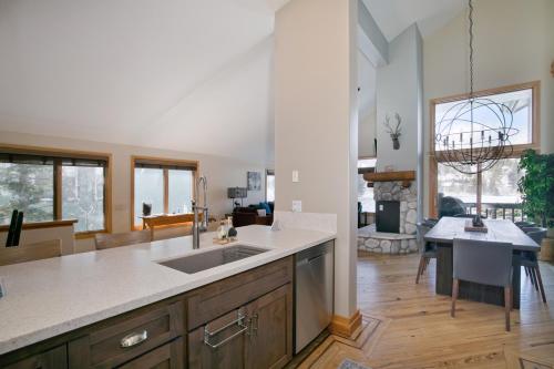a kitchen with a sink and a counter top at Snowcreek V 733 in Mammoth Lakes