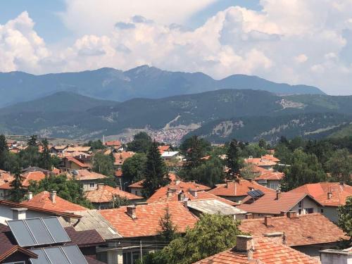 a view of a town with mountains in the background at "The House" Апартаменти и Термална зона in Velingrad
