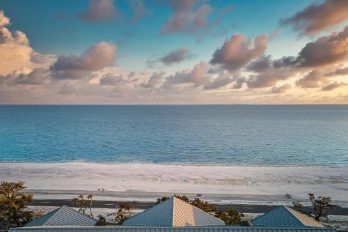 an aerial view of a beach with the ocean at The Inn at Long Beach in Long Beach