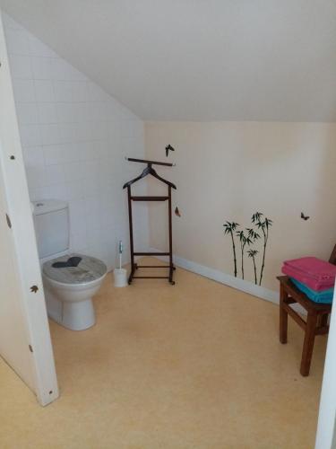 a bathroom with a toilet in a room at Les lutins in Saffloz