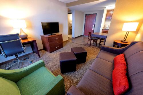 a living room with a couch and a tv at Comfort Suites Goodyear-West Phoenix in Goodyear