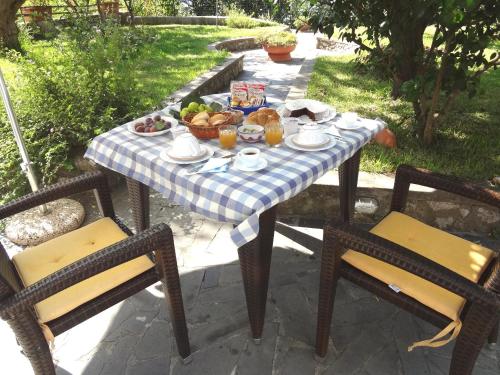 a picnic table with a plate of food on it at Casa Augusto B&B in Capri