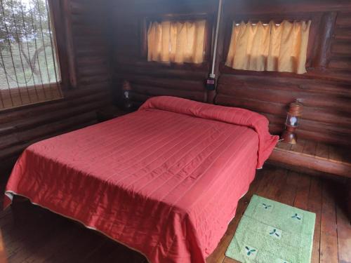 Postel nebo postele na pokoji v ubytování Cabaña de Troncos en la montaña