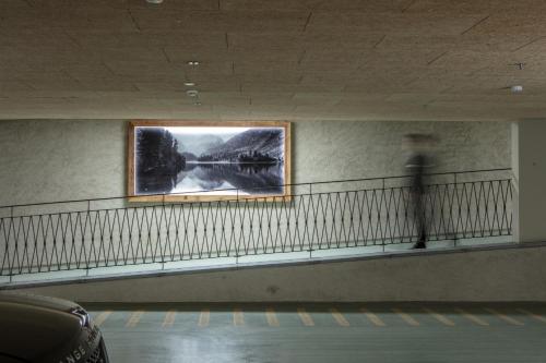 a painting on the wall of a building at Parkhotel Margna Superior in Sils Maria