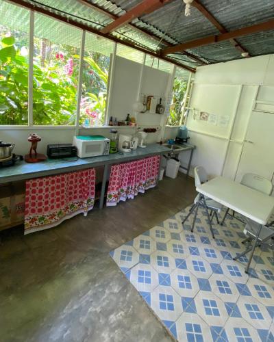 a kitchen with a table and chairs in a room at Mirians Place Drake in Drake