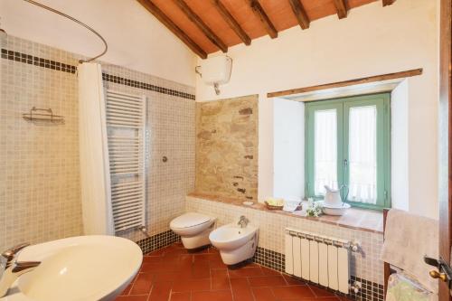 a bathroom with a toilet and a sink at Agriresort La Noce di Francesca in Londa