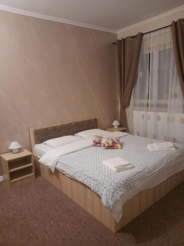 Ένα ή περισσότερα κρεβάτια σε δωμάτιο στο Pensiunea Alessia