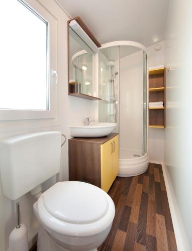 a bathroom with a toilet and a sink at Holiday Resort Medveja - by Liburnia Hotels & Villas in Medveja