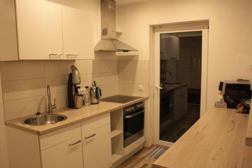 Kuchyň nebo kuchyňský kout v ubytování Ferienwohnung Erlengrund