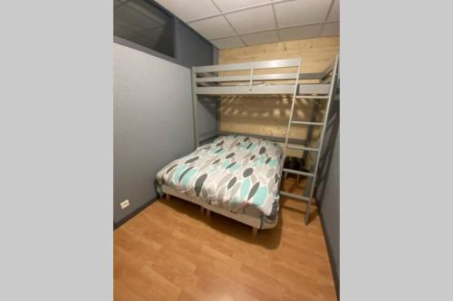 尚魯斯的住宿－Le refuge des marmottes，一间卧室配有一张双层床和梯子