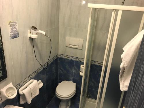 a small bathroom with a toilet and a shower at Casthotels Baia delle Sirene in Forio d'Ischia