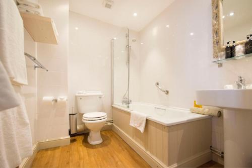 a bathroom with a toilet and a sink and a shower at The Old Custom House in Padstow