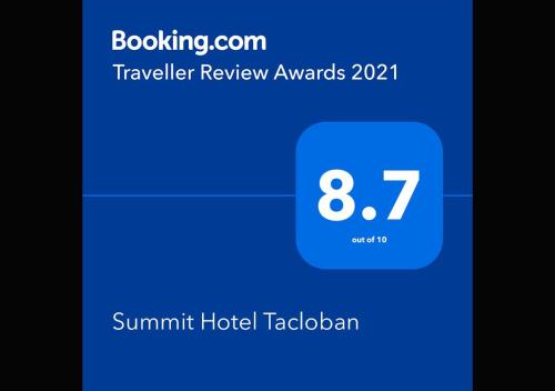 Summit Hotel Tacloban في تاكلوبان: يوجد هاتف محمول مع فندق sunini haddad نص عليه