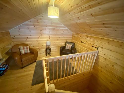an overhead view of a room in a log cabin at Pine Lodge in Gorebridge