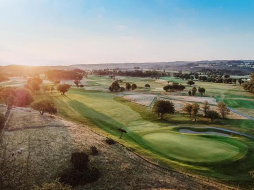 an aerial view of a golf course at Bjäre Golfklubb Hotel & Lodge in Båstad