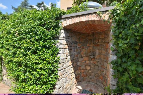 a brick wall with ivy on top of it at Ciacchieri in Gaiole in Chianti