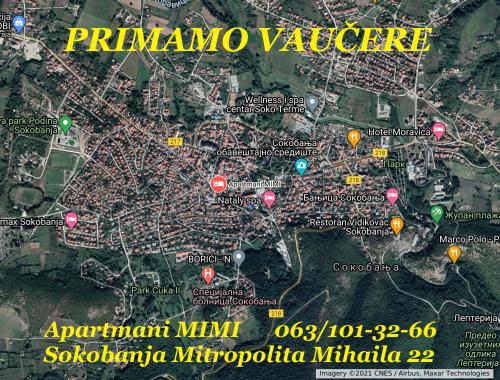 a map of the city of parramolis vologique at Apartmani Mimi in Soko Banja