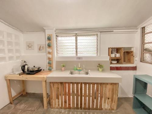 - une cuisine avec un évier et un comptoir dans l'établissement Pallet Homes - Tabuc Suba, à Iloilo