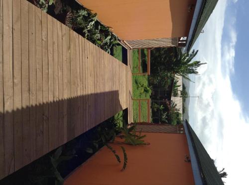 an external view of a building with plants at Hotel Taura'a in Hanga Roa