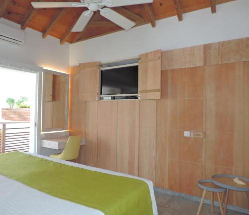 TV o dispositivi per l'intrattenimento presso Hotel Les Ondines Sur La Plage