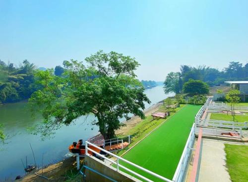 a view of the river from a bridge at The Villa Sai yok noi in Khlong Luang