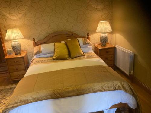 a bedroom with a large bed with two night stands at Evergreen Bed & Breakfast in Swords