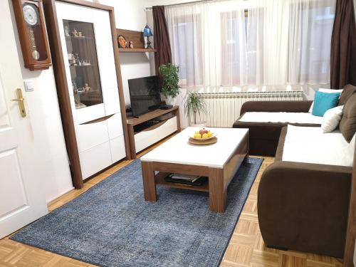 a living room with a couch and a coffee table at Apartment Dalia in Sarajevo
