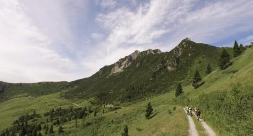 a group of people riding horses on a mountain trail at Nelle Stanze Del Matese in Boiano