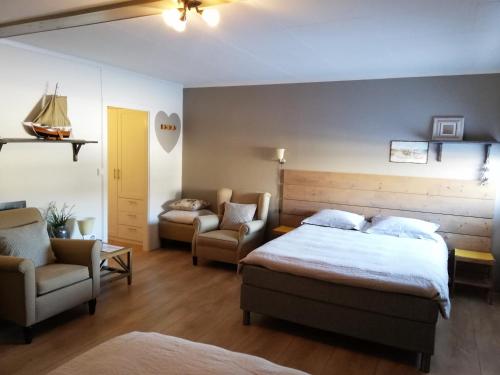 Säng eller sängar i ett rum på Løvheim Gjestehus