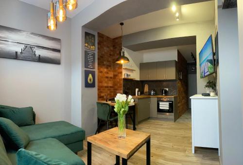 Η κουζίνα ή μικρή κουζίνα στο Apartamenty u Rybki Krynica - Zdrój