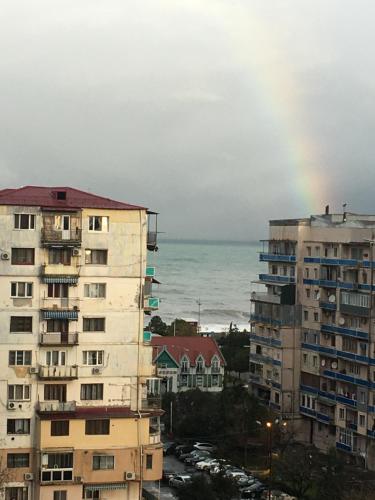 a view of the ocean and some buildings at Сдается уютная двухкомнатная квартира с джакузи в Батуми in Batumi