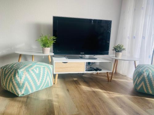 un soggiorno con TV a schermo piatto e 2 sedie di See Apart 3 a Öhningen