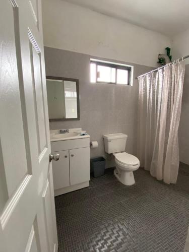 a bathroom with a toilet and a sink and a mirror at DEPARTAMENTOS GARI in Córdoba