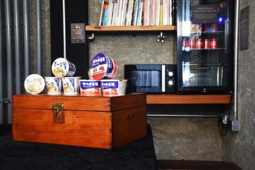 a wooden chest with food on top of it at K. Gold in Taichung