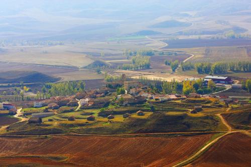 an aerial view of a farm in a field at Hotel La Val in Jarque de la Val