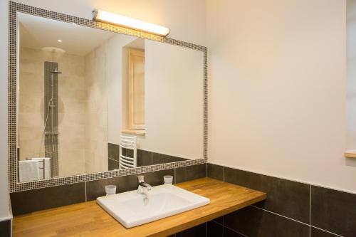 a bathroom with a sink and a mirror at Domaine des Hayes in Maxent