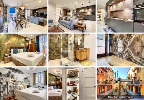 un collage de photos d'une maison dans l'établissement Nestor&Jeeves - LOU FRANCESCAN - Old Town - Close sea - Place St Francois, à Nice