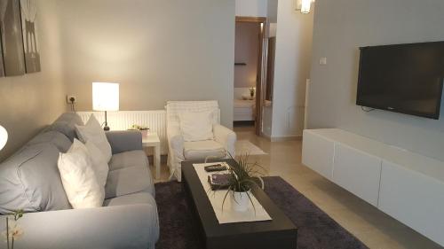Televisyen dan/atau pusat hiburan di Two Bedroom Shmeisani Apartment
