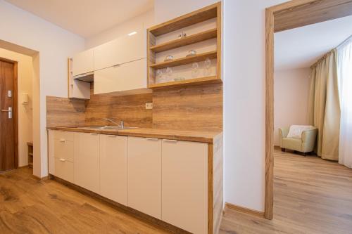 Una cocina o cocineta en Erlenův Dvůr