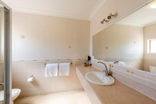 La salle de bains est pourvue d'un lavabo et d'un miroir. dans l'établissement Best Western Plus Ambassador Orange, à Orange