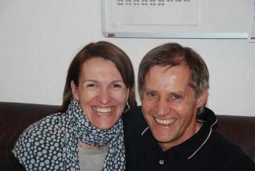 a man and a woman posing for a picture at Pension Steinkogel in Sankt Leonhard im Pitztal