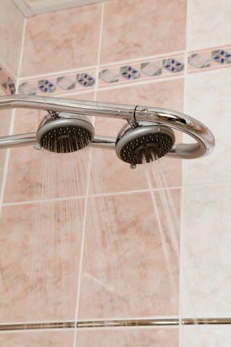 a shower with a shower head with a hose at Hotel Bristol in Châlons-en-Champagne