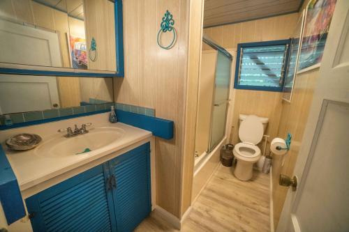 un piccolo bagno con lavandino e servizi igienici di Aeolian Ranch Guest house a Kailua-Kona