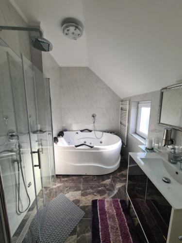 Koupelna v ubytování Apartmani Rajin