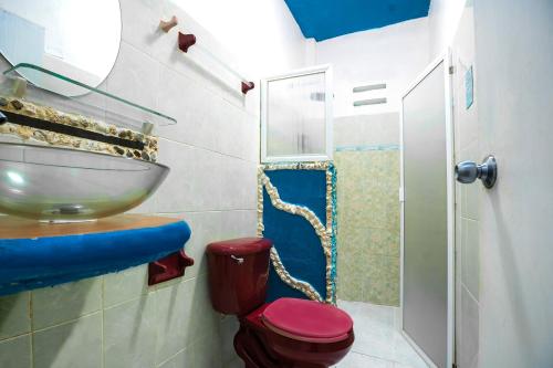 Koupelna v ubytování Hotel América