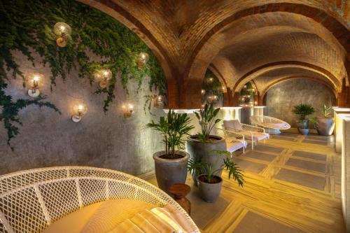 a room with a bunch of chairs and plants at Vista Encantada Resort & Spa Residences, A La Carte All Inclusive Optional in Cabo San Lucas