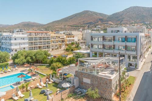 an aerial view of a hotel with a swimming pool at Harma Boutique Hotel in Hersonissos