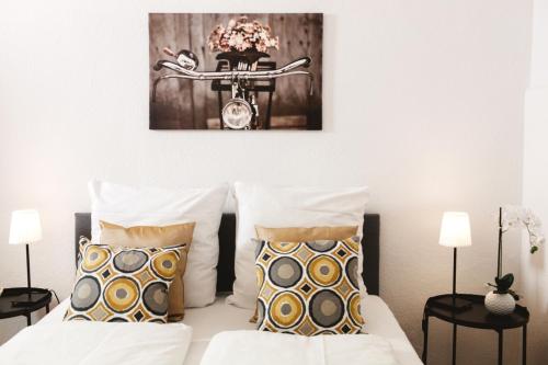 מיטה או מיטות בחדר ב-Family Apartment for 6 guests, Mitte Moabit