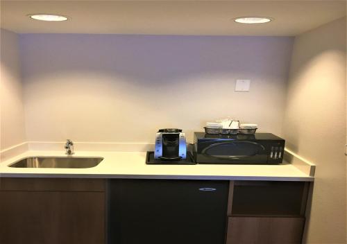 a kitchen counter with a sink and a microwave at Holiday Inn Franklin - Cool Springs by IHG in Franklin